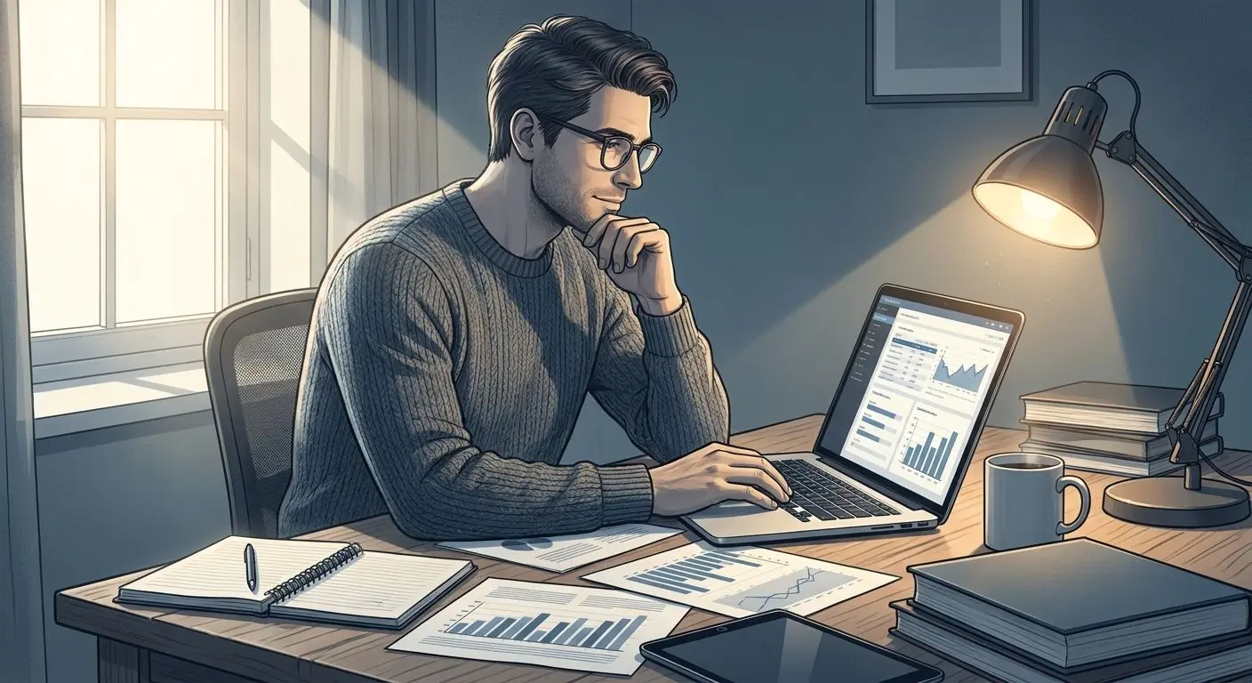 Illustration eines professionellen Autors und Analysten