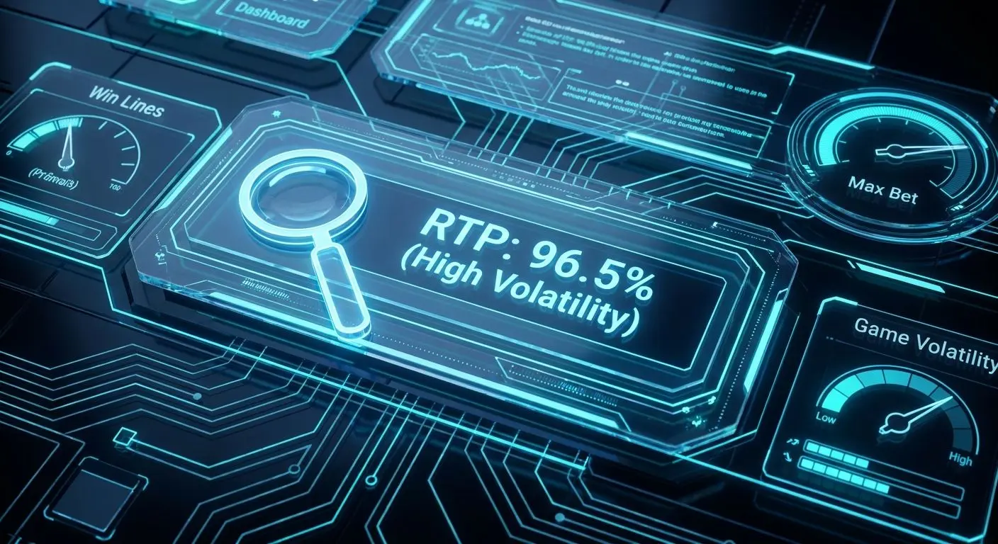 Slot-Infobildschirm mit hervorgehobener RTP-Angabe