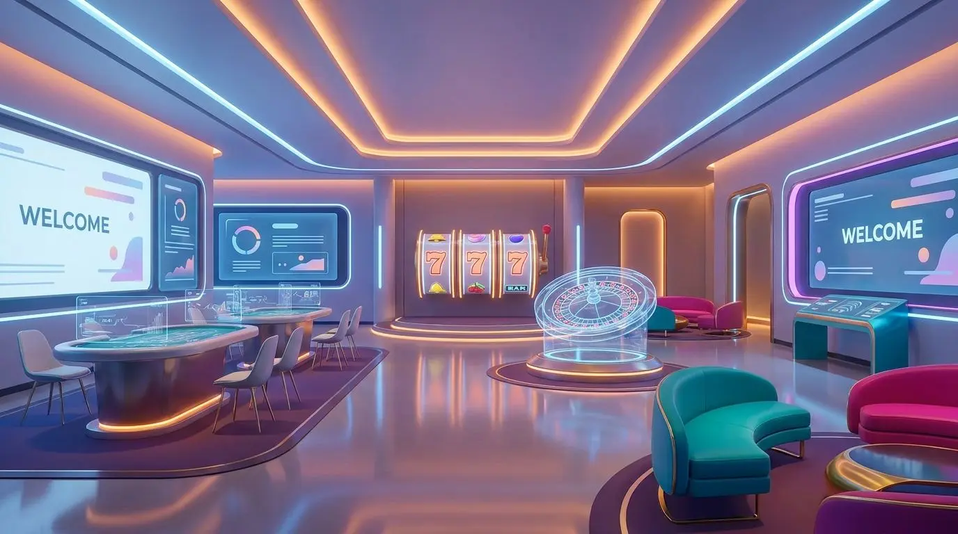 Moderne Lobby-Ansicht mit Slots, Roulette und Live-Tischen