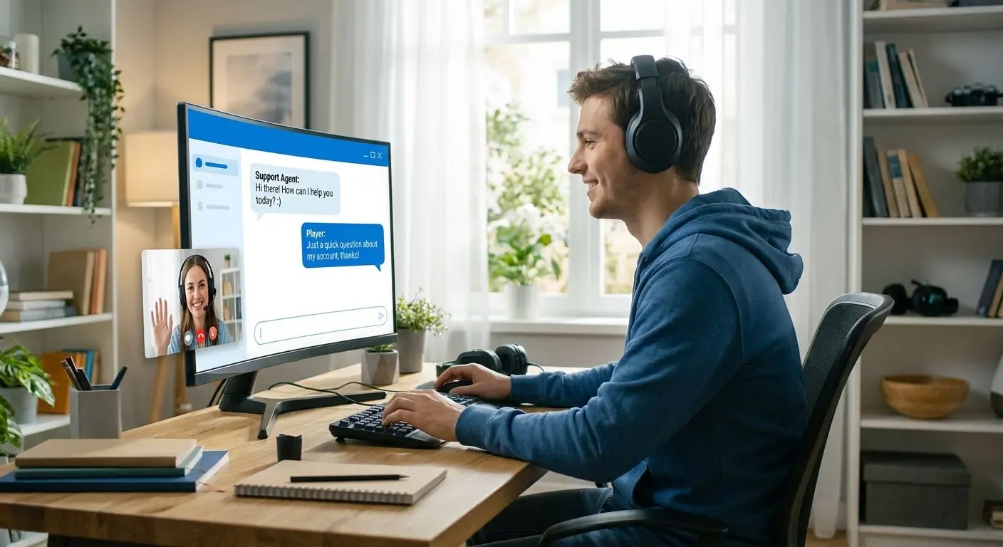 Spieler schreibt mit dem Support im Live-Chat