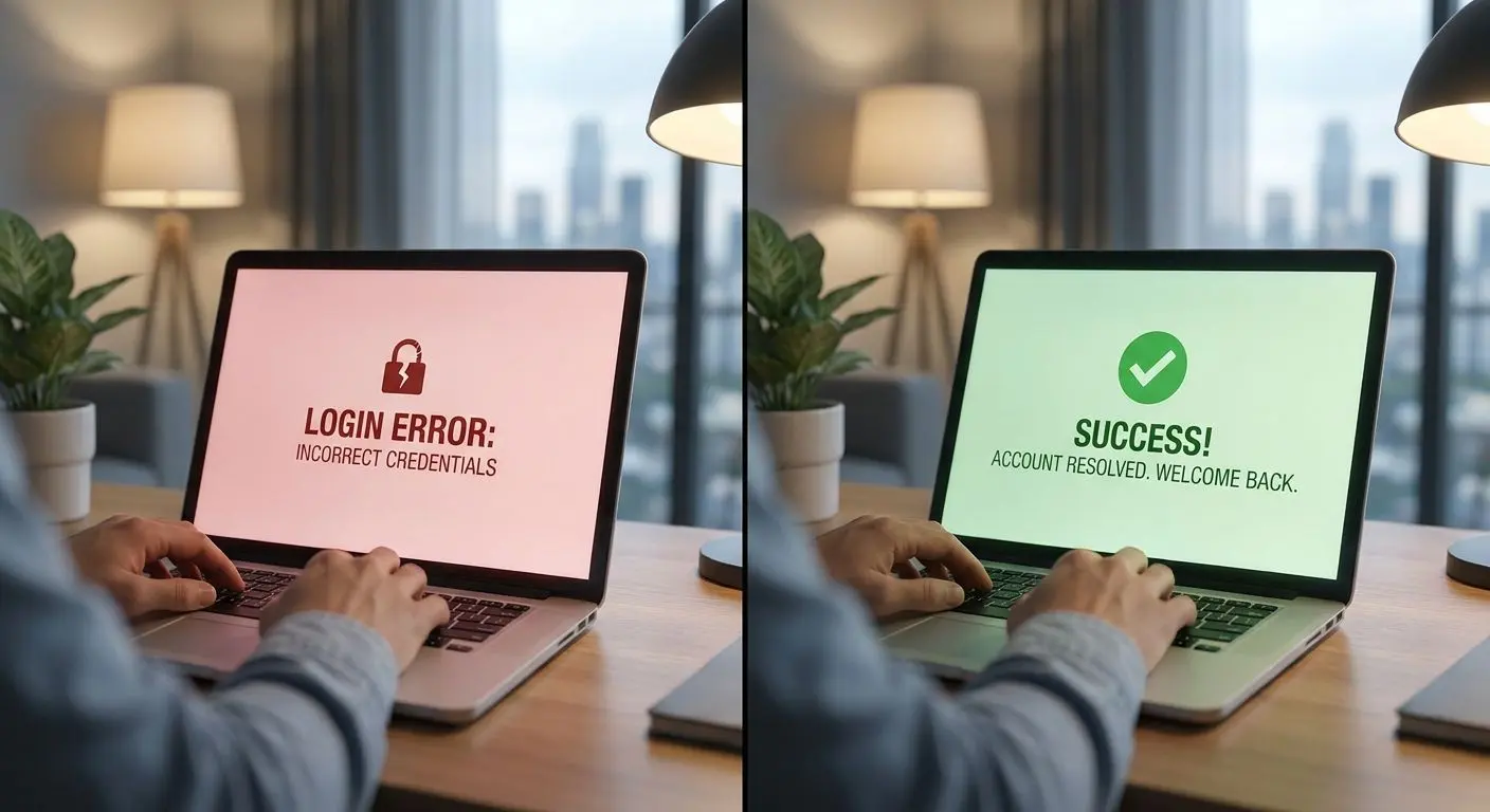 Fehler beim Login und danach erfolgreicher Zugang