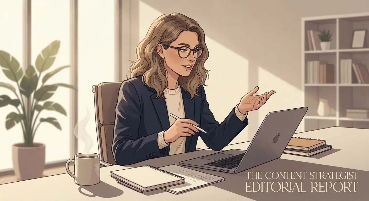 Illustration eines Content-Experten am Schreibtisch