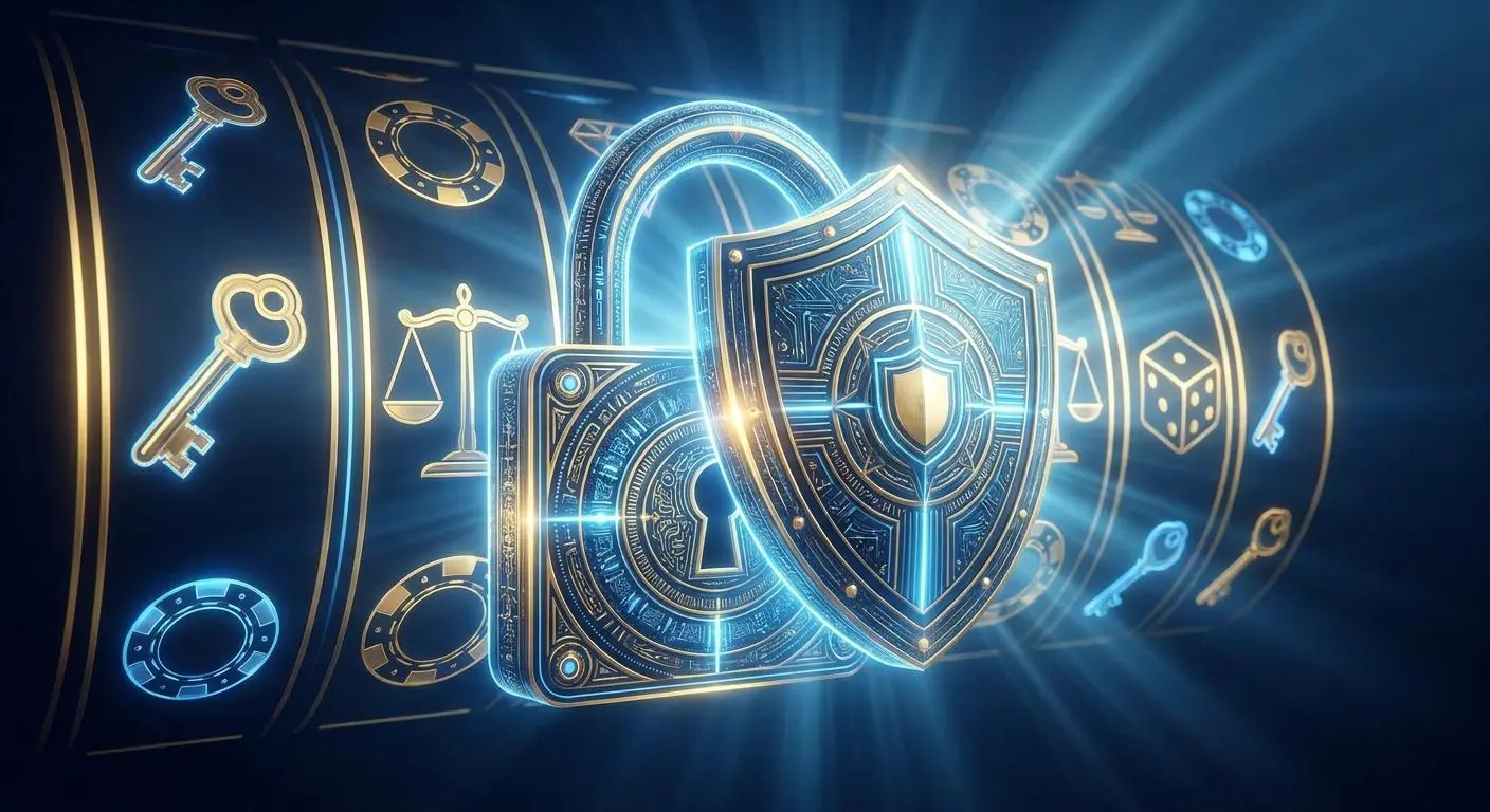 Sicherheit und Fair Play mit Schloss, Schutzschild und Slot-Symbolen