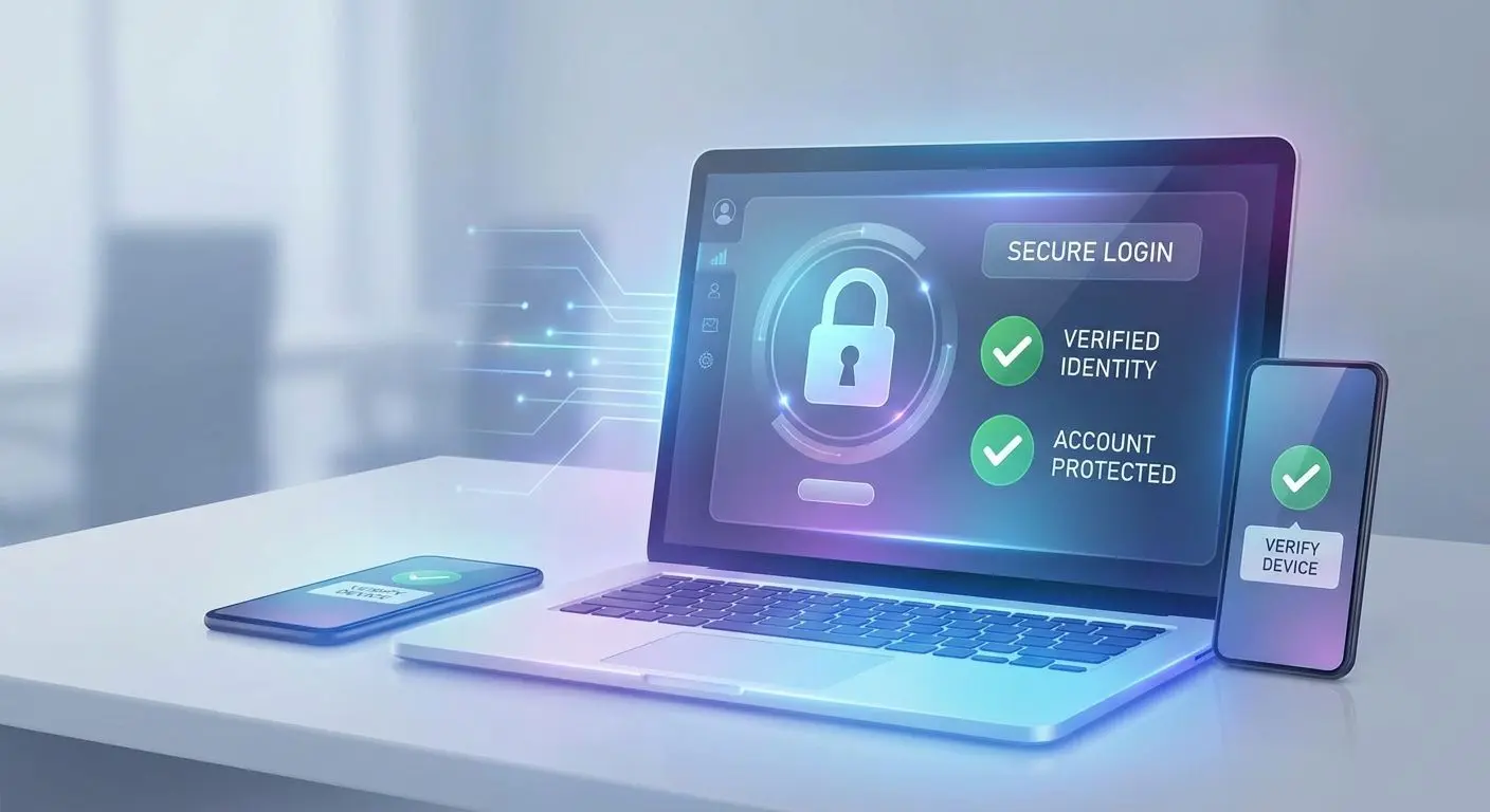 Illustration eines sicheren Logins und der Kontoverwaltung